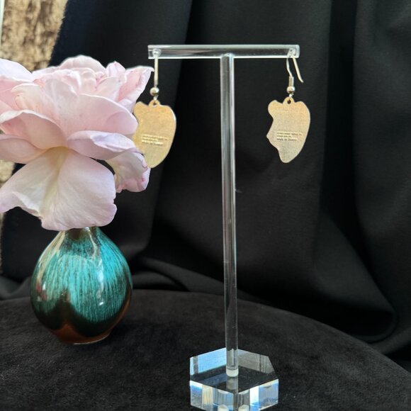 1990 Phantom of the Opera Mask White Enamel Dangle Earrings by Albert Elovitz - Picture 6 of 8